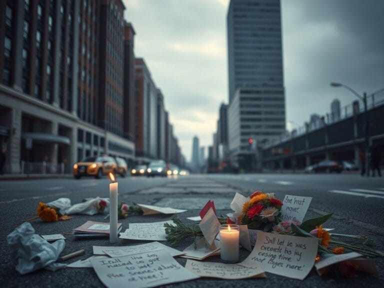 Flick International Aftermath of a protest in Minneapolis showing a deserted street and memorial