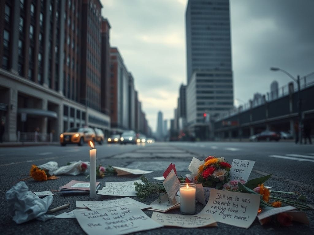Flick International Aftermath of a protest in Minneapolis showing a deserted street and memorial