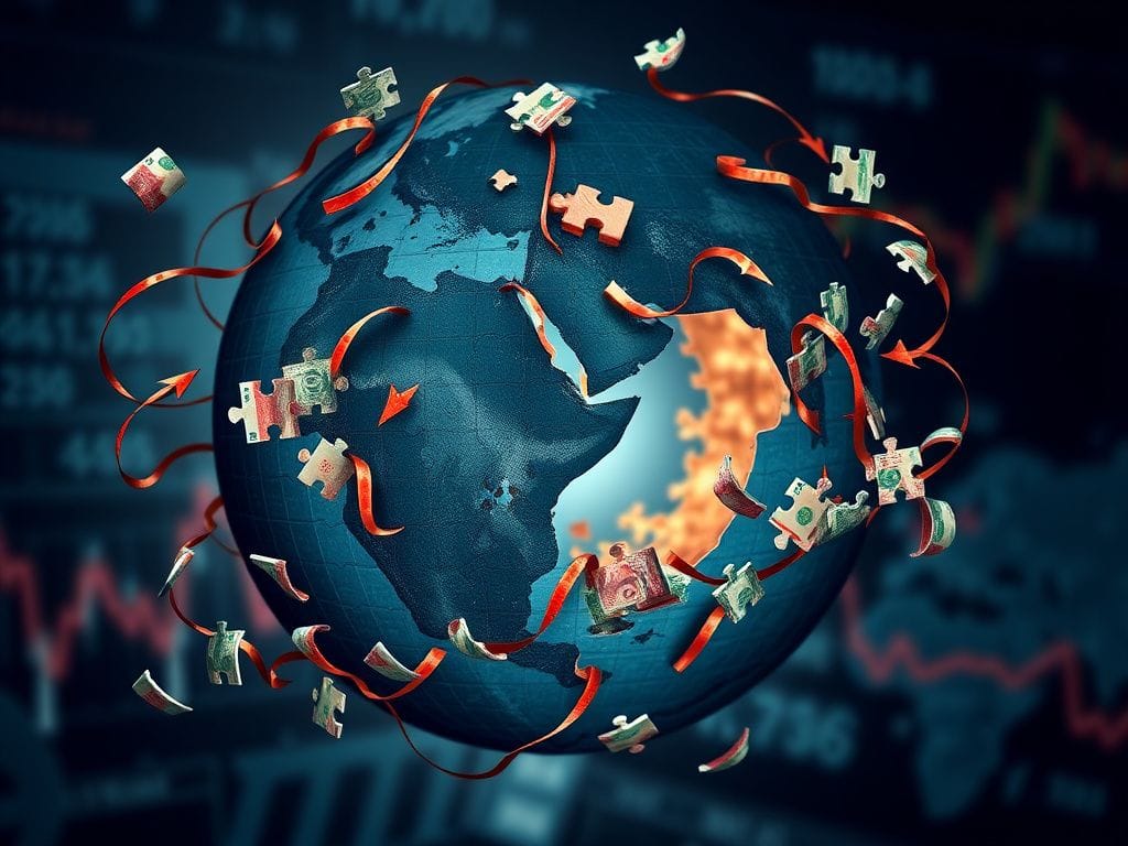 Flick International Fragmented globe symbolizing mass migration and economic warfare