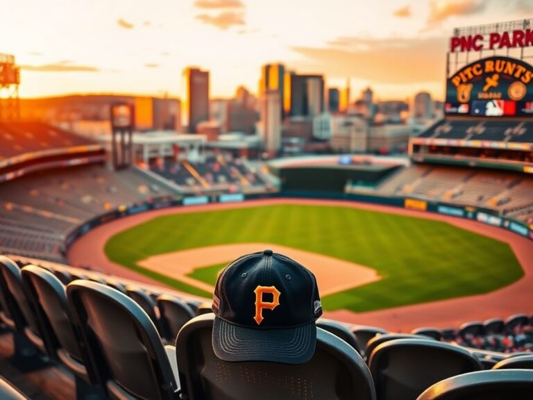 Flick International Empty seat at PNC Park with a Pittsburgh Pirates cap, symbolizing fan disappointment and absence.