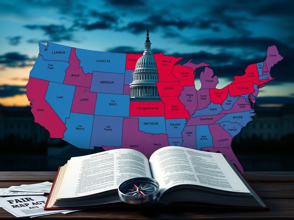 Flick International Detailed political map of the United States showing congressional districts in various colors