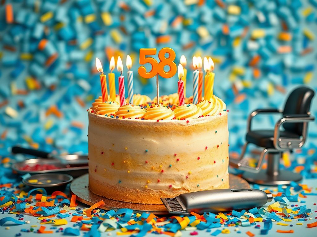 Flick International Vibrant birthday cake with colorful frosting and candles for Guy Fieri's 58th birthday celebration