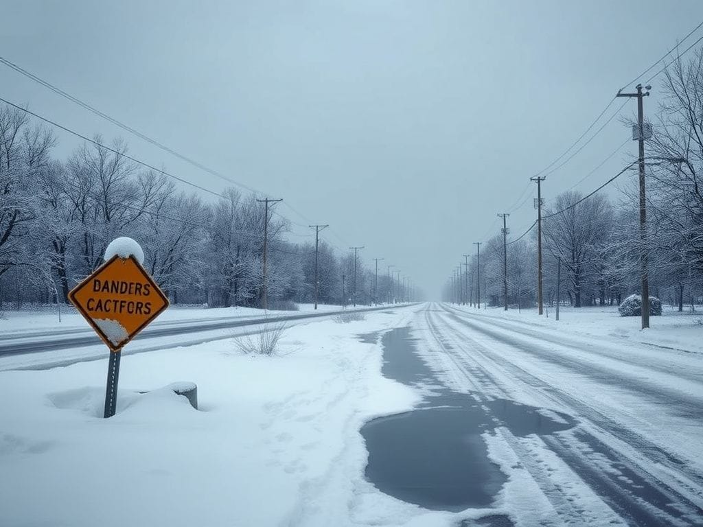 Flick International Winter storm scene in Nassau County, New York with snow and ice