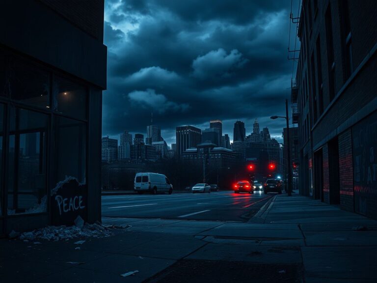 Flick International Shattered glass storefront with 'Peace' graffiti in Minneapolis after unrest