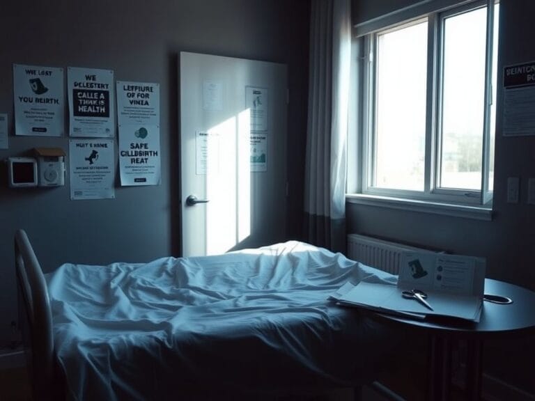 Flick International Empty hospital delivery bed symbolizing the seriousness of childbirth