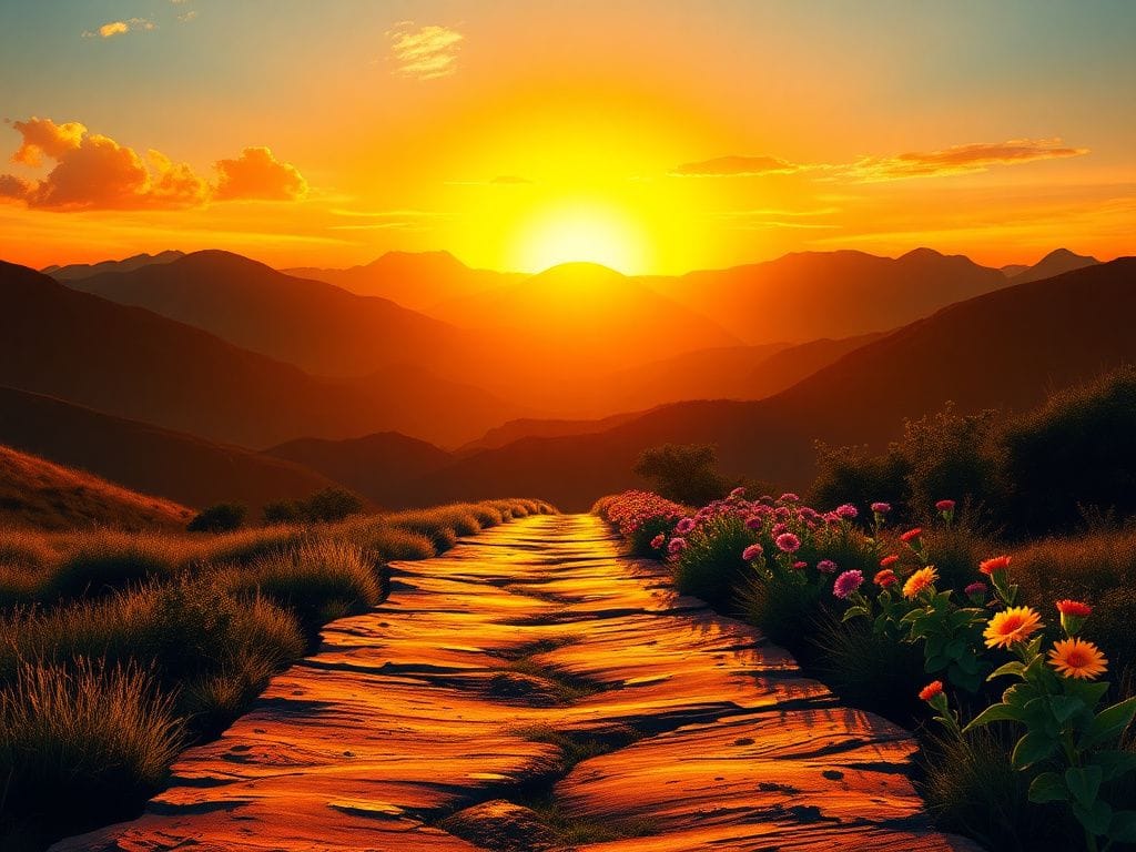 Flick International Abstract representation of the Venezuelan flag blending into sunrise mountains symbolizing hope