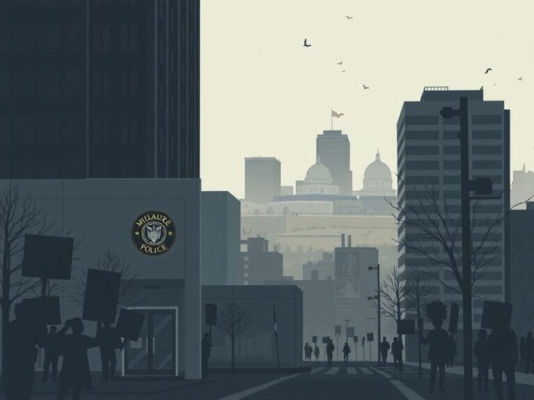 Flick International Somber urban landscape merging Milwaukee and Israeli motifs