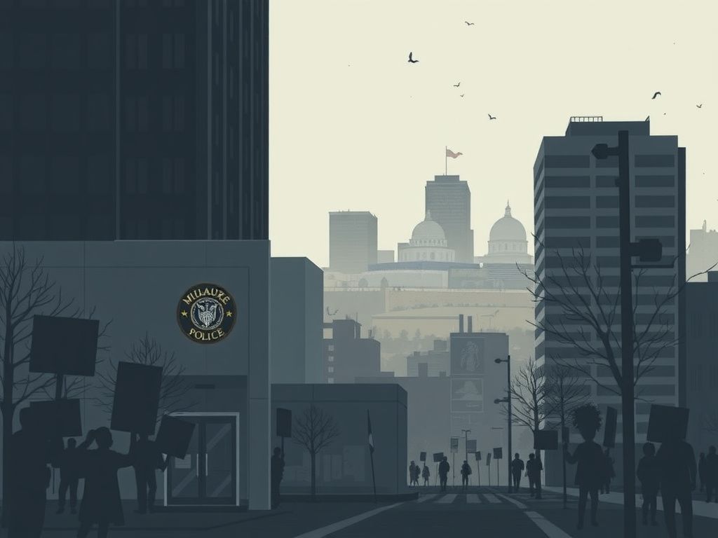 Flick International Somber urban landscape merging Milwaukee and Israeli motifs