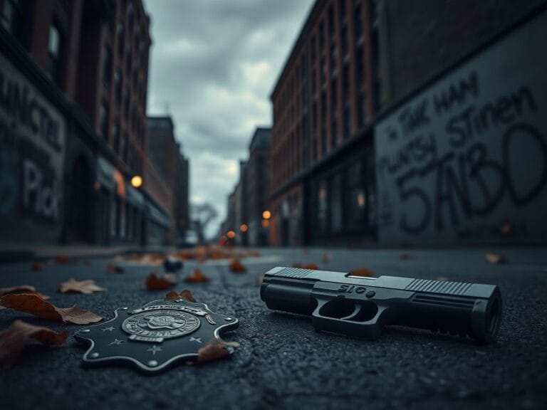 Flick International Aftermath of chaotic encounter in Minneapolis with police badge and handgun on the street