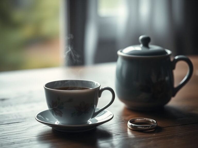 Flick International A delicate porcelain teacup filled with steaming tea on a wooden table, evoking a sense of quiet contemplation.