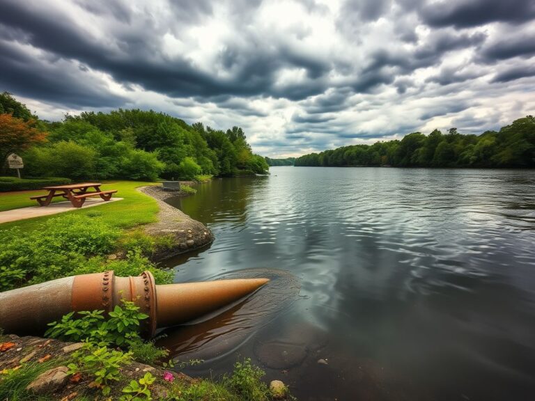 Flick International Broken sewer pipe spilling contamination into the Potomac River near DC
