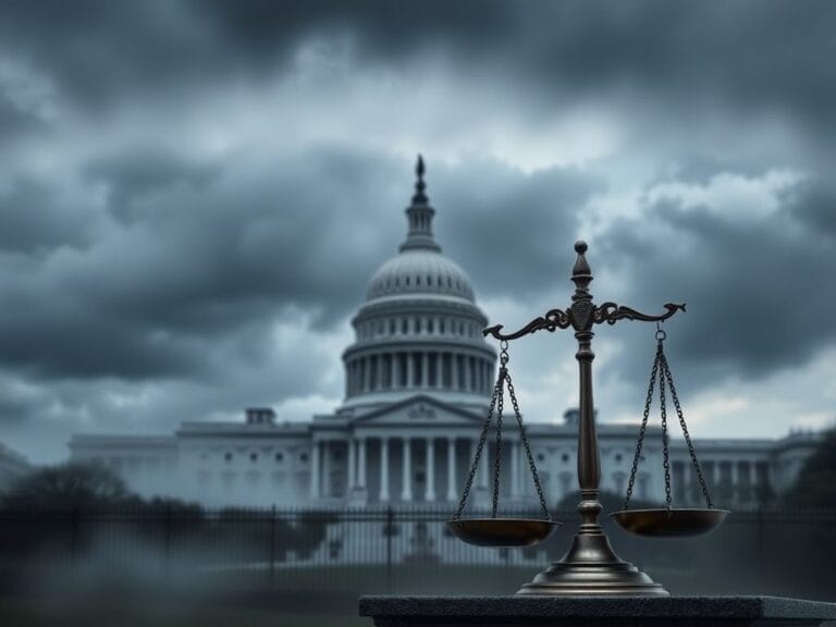 Flick International U.S. Capitol building with gray clouds above, symbolizing political turmoil and government shutdowns