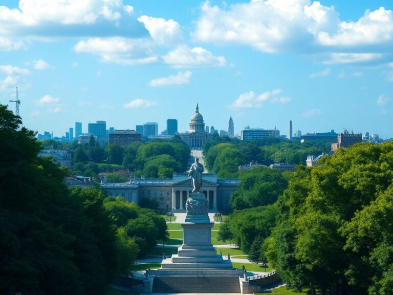Flick International A grand view of Columbia University's campus featuring architectural buildings and a symbolic statue of knowledge.