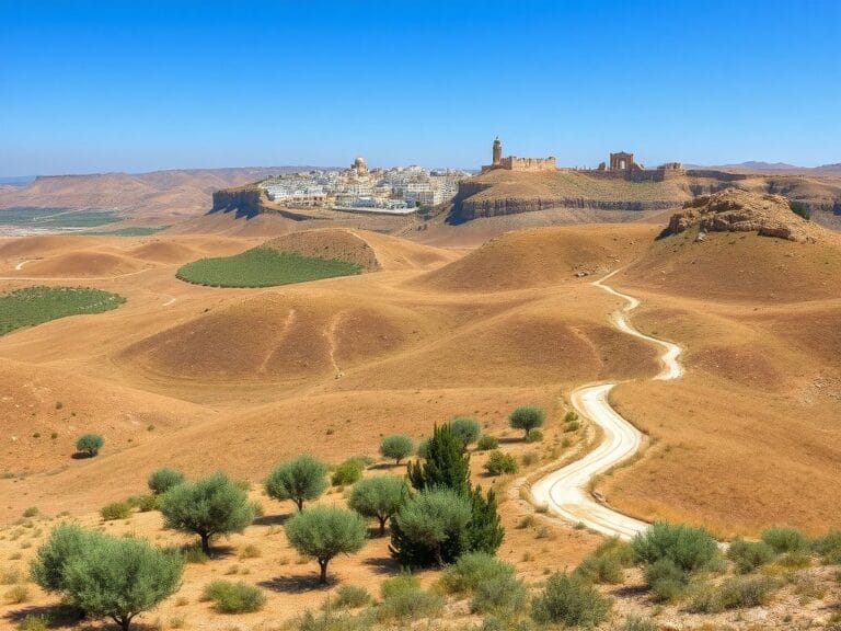 Flick International Panoramic view of the West Bank landscape featuring rolling hills and olive trees