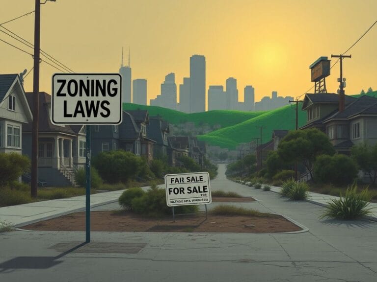 Flick International Deserted street illustrating housing shortages with aging homes and overgrown lots