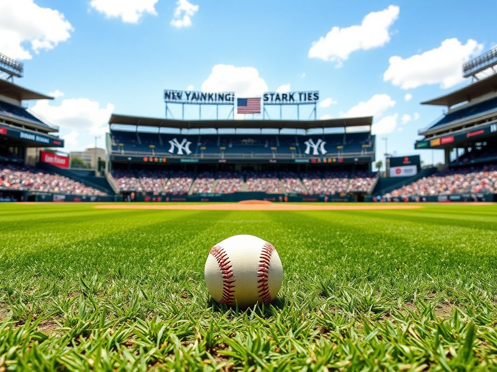 Flick International A vibrant baseball field during a spring training exhibition featuring Yankees and Team USA logos.