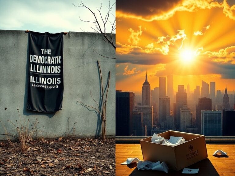 Flick International A split image showcasing the tension in Illinois' Democratic Party regarding Senate leadership support.