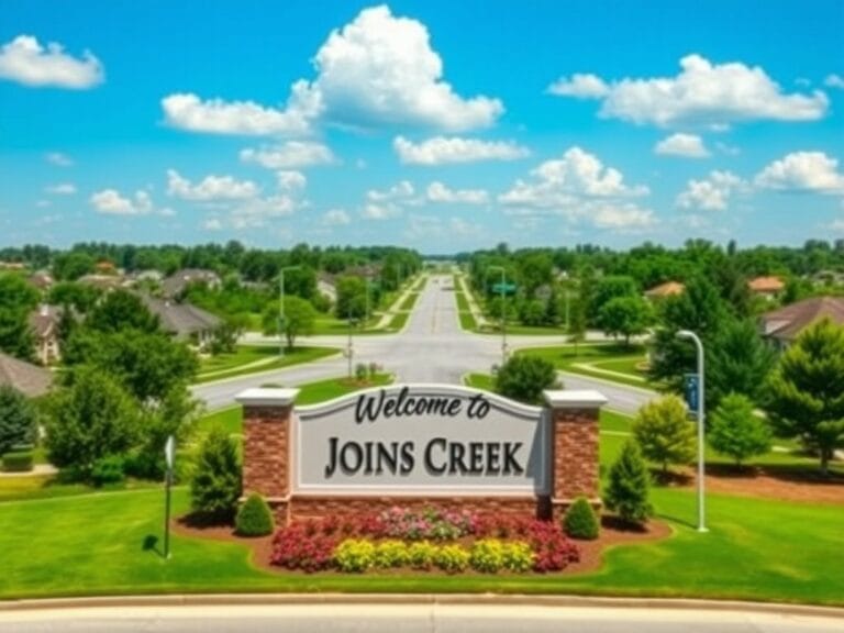 Flick International A modern suburban landscape in Johns Creek, showcasing safe neighborhoods and green parks.