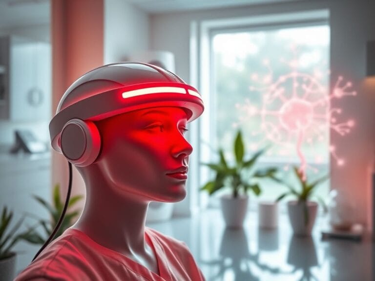 Flick International A sleek red light therapy device in a serene medical laboratory setting