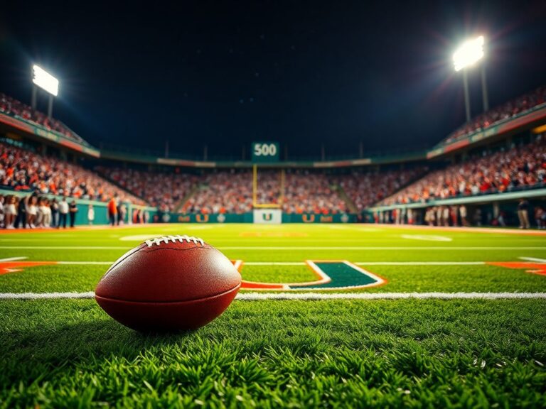 Flick International Night game at Miami Hurricanes football field with players and fans