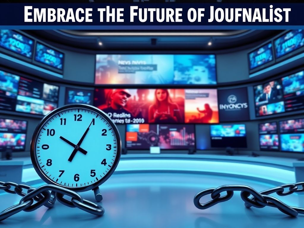 Flick International Modern newsroom with high-tech screens showcasing news and streaming metrics.