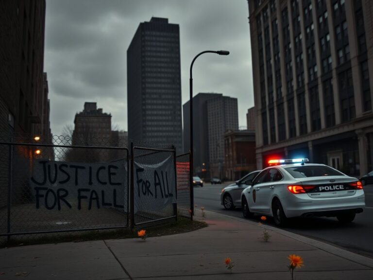 Flick International Urban landscape in Minnesota depicting themes of immigration and community strife