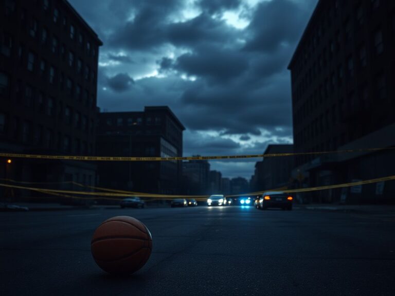 Flick International Abandoned basketball on a dimly lit Minneapolis street after a Border Patrol shooting