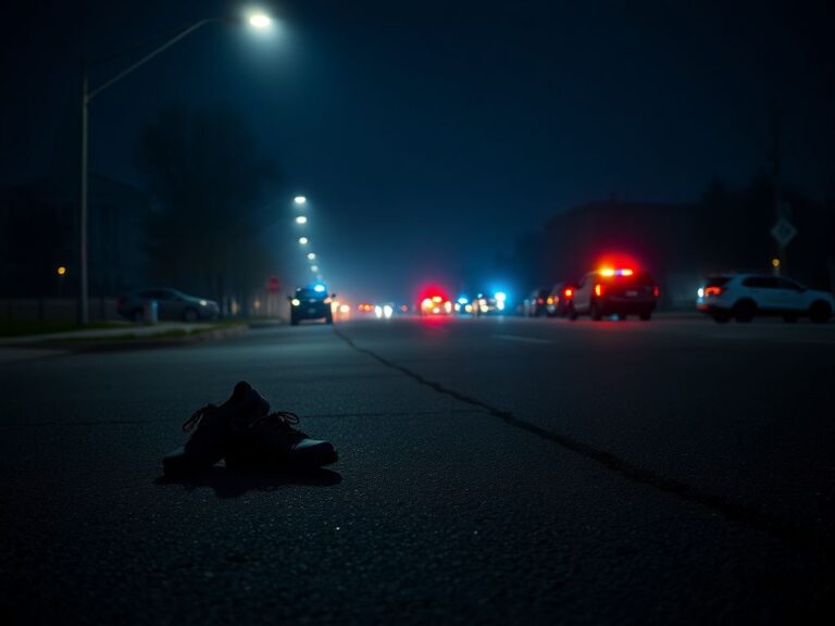 Flick International Dimly lit Minnesota street with empty shoes symbolizing tragic loss