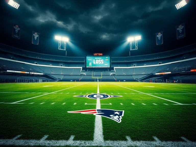 Flick International A dramatic empty football stadium illuminated by floodlights, showcasing an unoccupied coaching sideline.