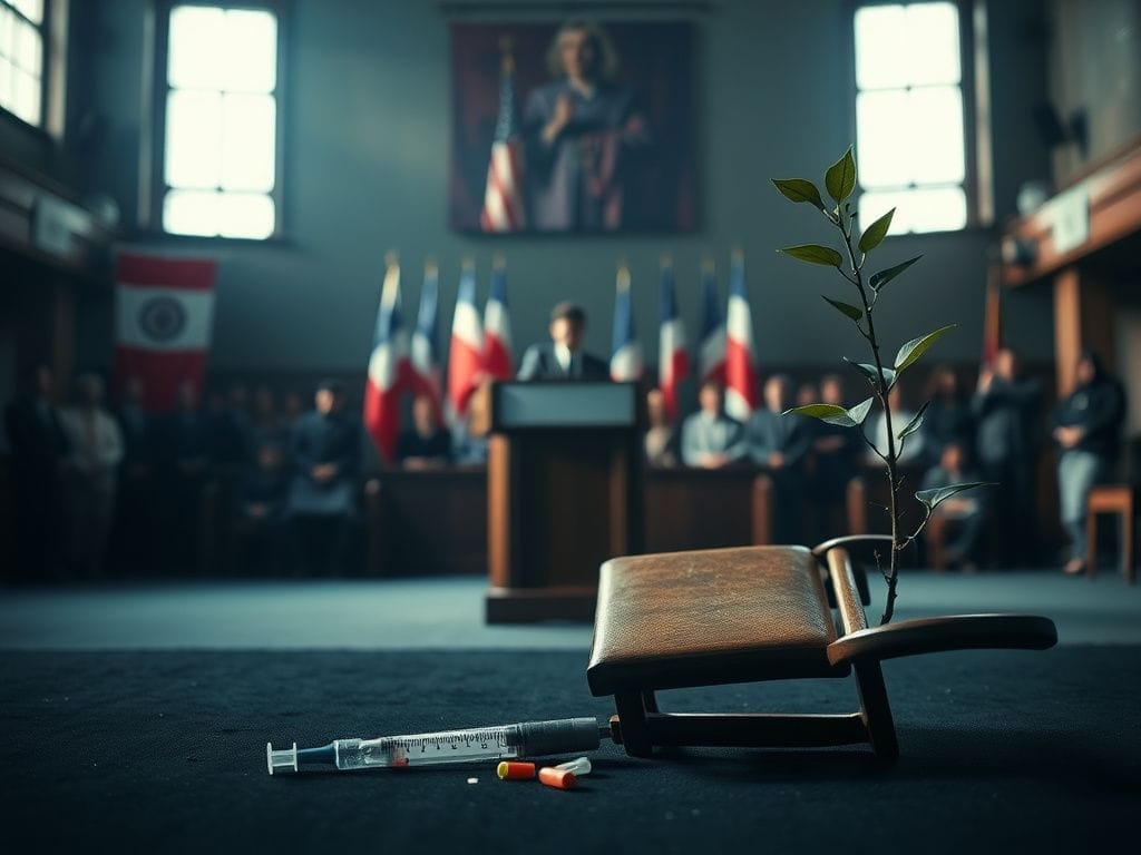 Flick International Empty podium symbolizing political dialogue amidst chaos at a Minnesota town hall event