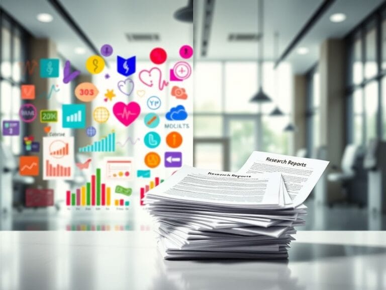 Flick International Abstract representation of a medical facility interior contrasting vibrant symbols of diversity and muted research flaws