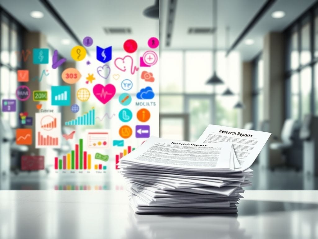 Flick International Abstract representation of a medical facility interior contrasting vibrant symbols of diversity and muted research flaws