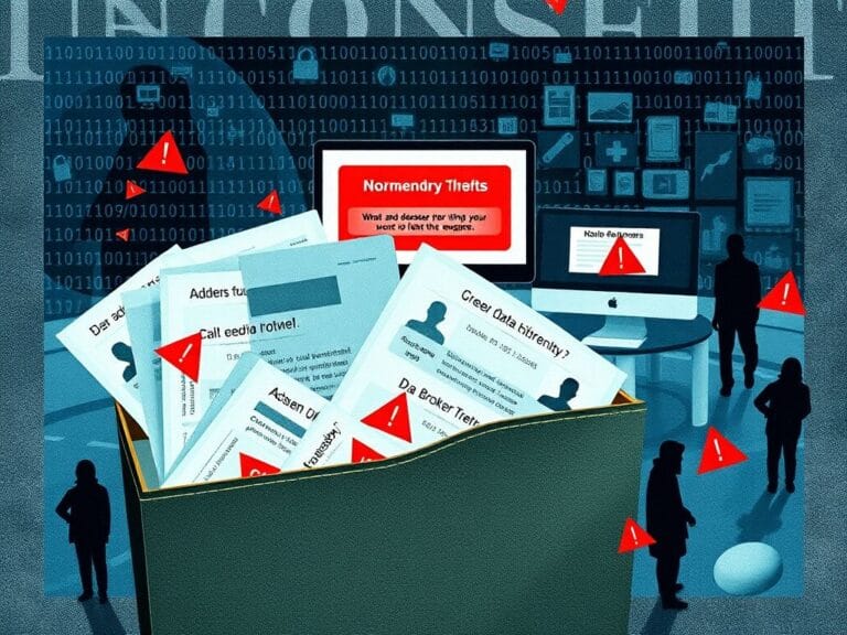 Flick International A collage illustrating identity theft threats with documents and digital elements