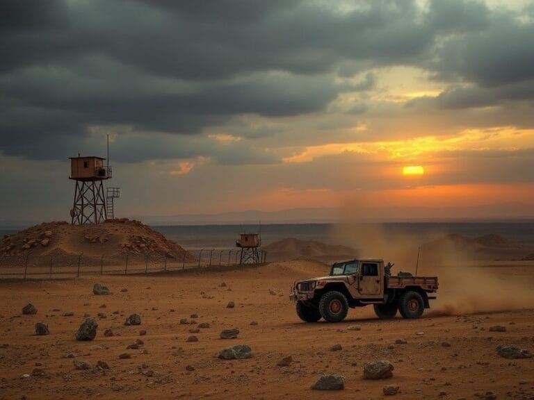 Flick International Abandoned detention facility at the Syrian-Iraqi border under an overcast sky