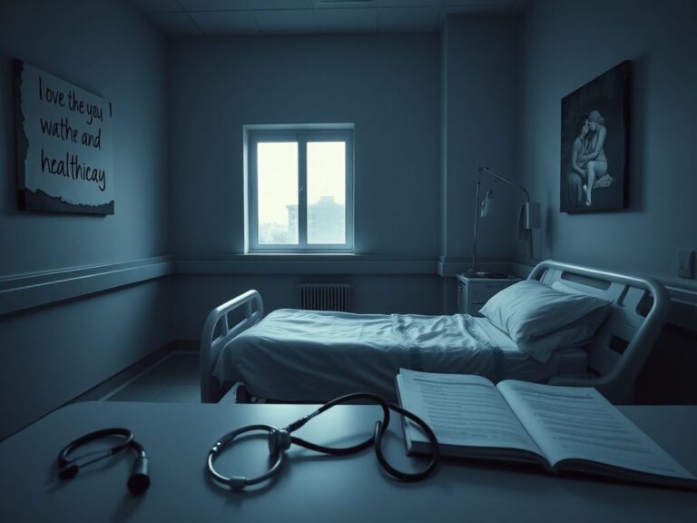 Flick International A solemn hospital delivery room with an empty bed and abandoned stethoscope