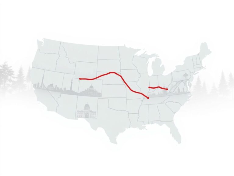 Flick International U.S. map illustrating trends in population growth decline with arrows representing decreasing net international migration