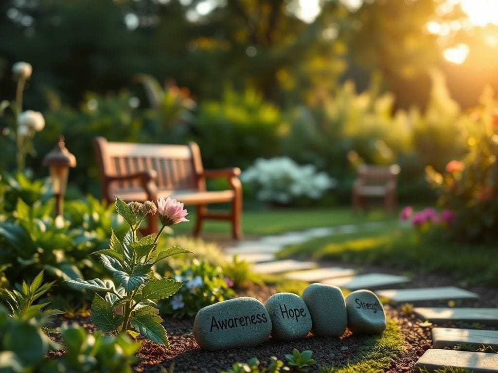Flick International Serene garden scene symbolizing hope and awareness in pancreatic cancer