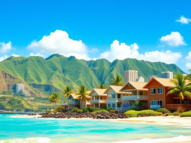 Flick International A picturesque Hawaiian beach showcasing vacation rental houses transitioning to affordable housing