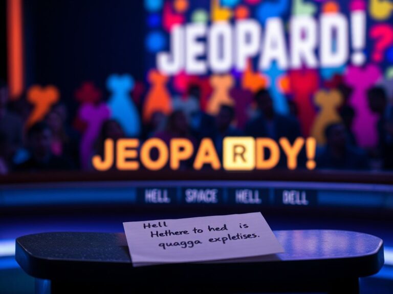 Flick International Close-up of a Jeopardy! game board with illuminated tiles