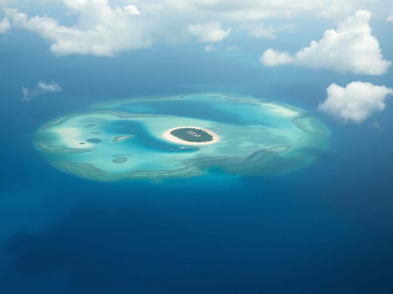 Flick International Aerial view of the Chagos Islands showcasing pristine beaches and military base