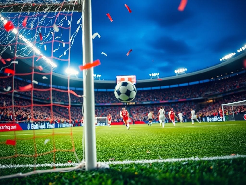 Flick International Benfica goalkeeper scoring a dramatic goal in a UEFA Champions League match