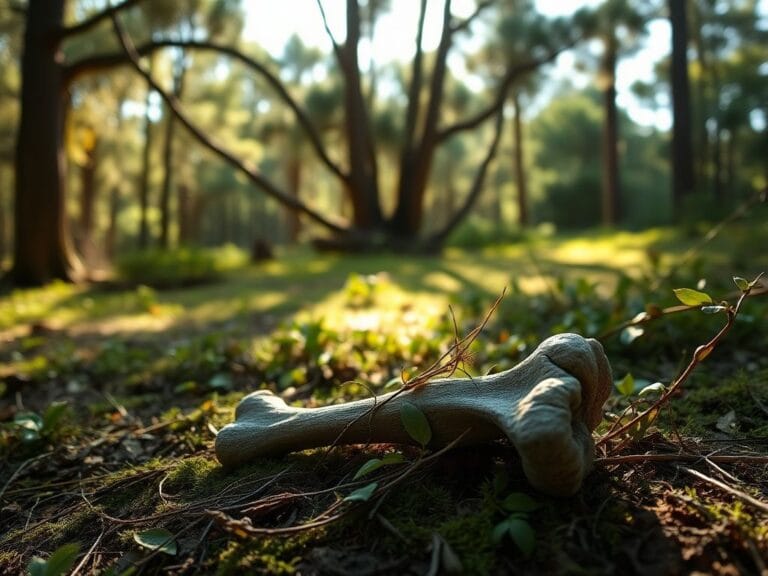 Flick International close-up of weathered bone in woodland setting representing search for missing man