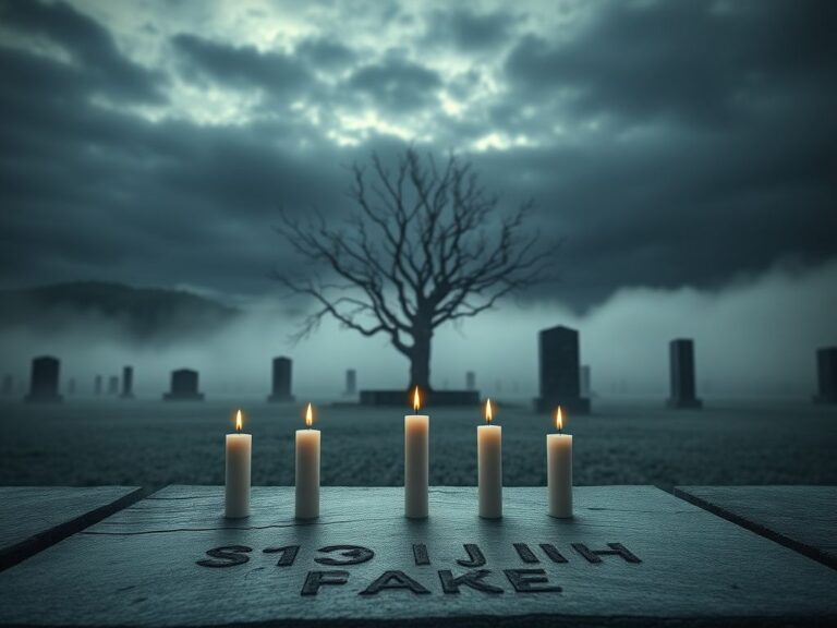 Flick International A somber memorial site with six candles representing Holocaust victims.