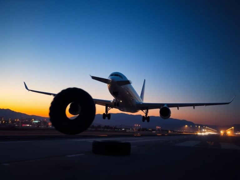 Flick International Tire detaching from a British Airways Airbus A350 during takeoff in Las Vegas