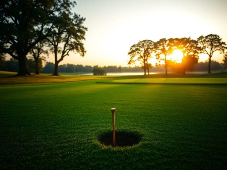 Flick International A serene golf course at dawn with an empty tee box symbolizing new beginnings