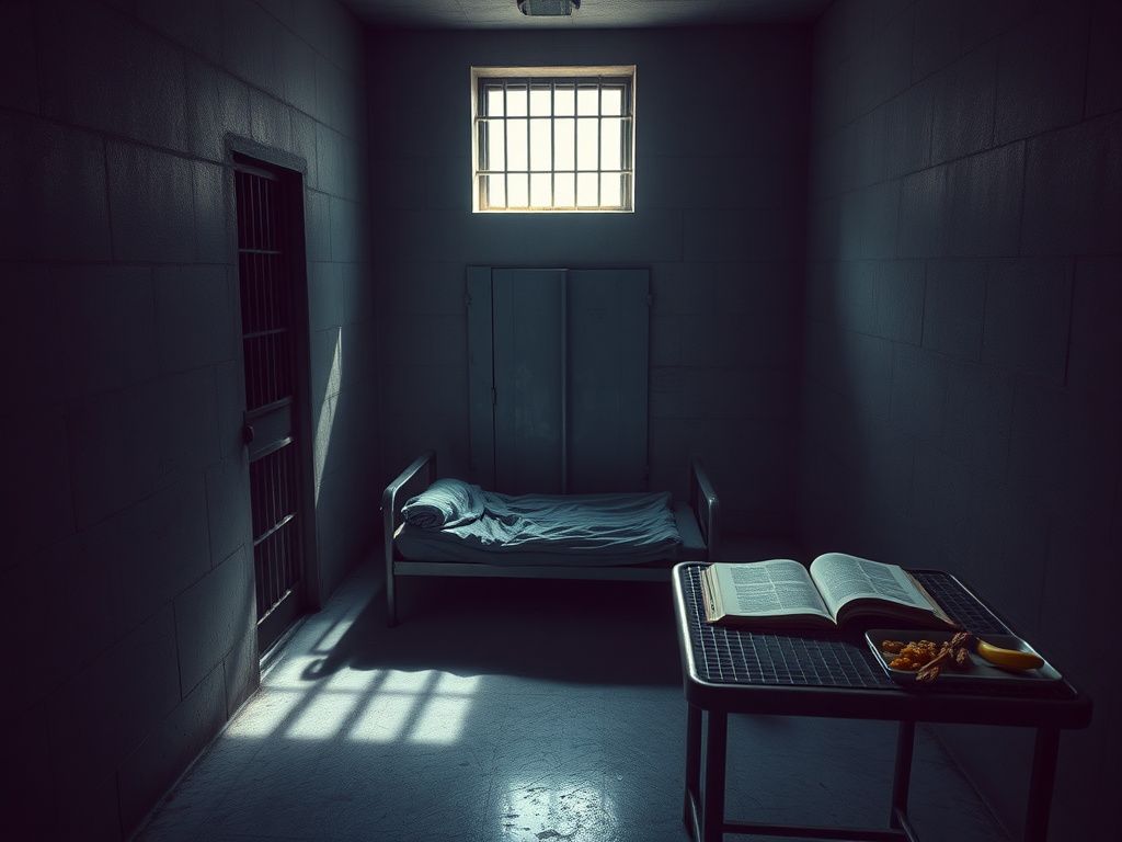 Flick International Dimly lit prison cell showing confinement and despair