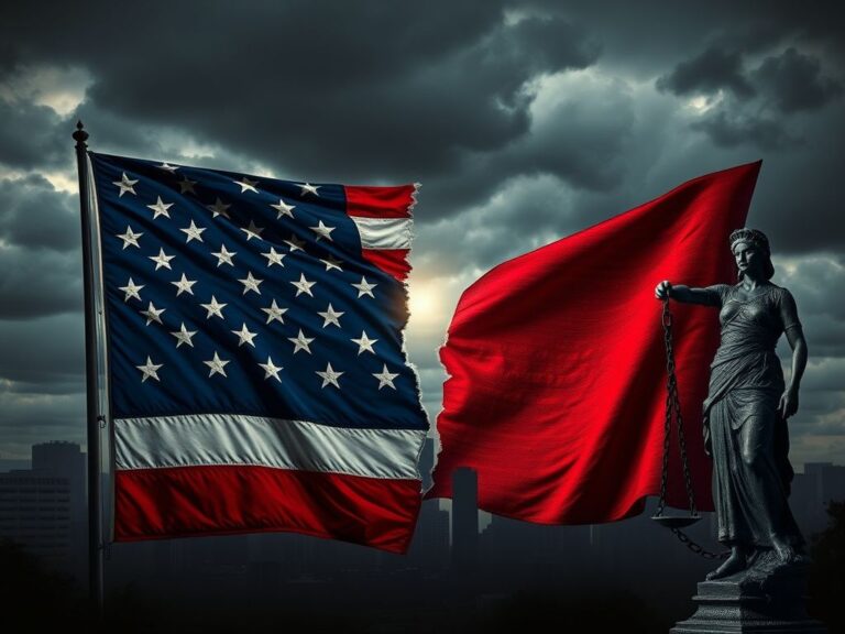 Flick International A divided American flag symbolizing the clash over immigration issues in Georgia