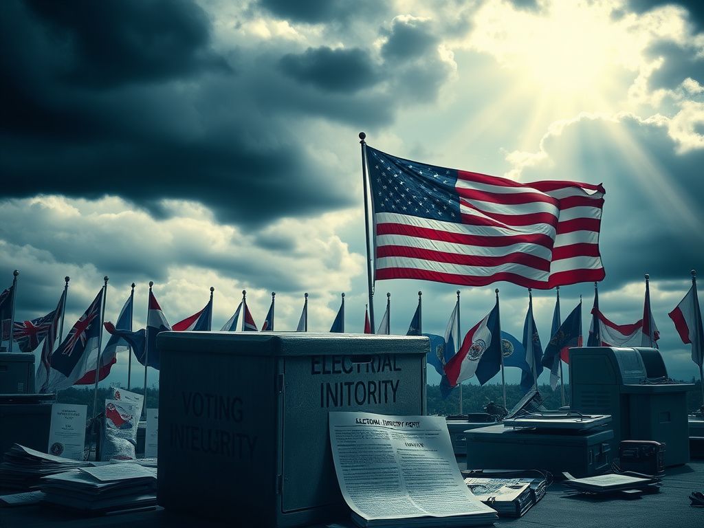 Flick International Weathered ballot box symbolizing voting integrity amidst election materials