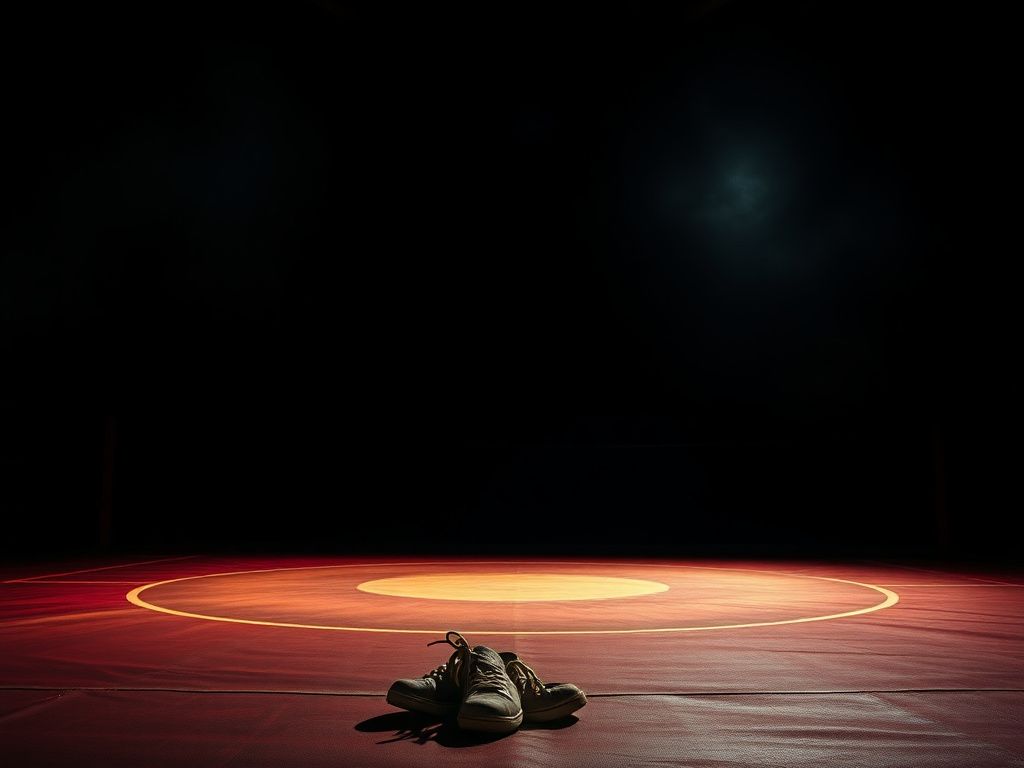 Flick International Wrestling mat illuminated in a dark atmosphere symbolizing fear and repression