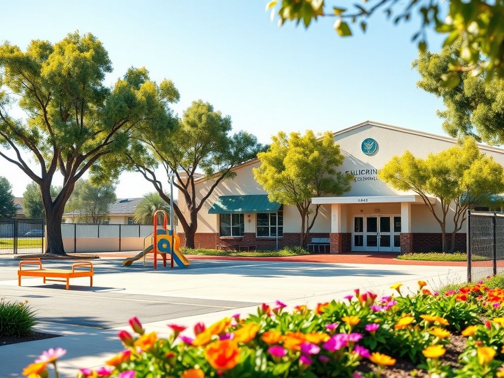 Flick International Empty California school playground with colorful equipment and inviting surroundings